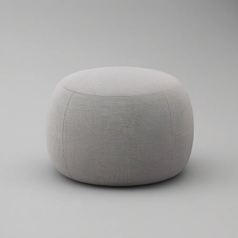 Pufe Redondo Estofado em Poliéster Cinzento-Claro 50 x 40 cm