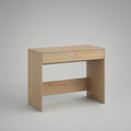 Secretária retangular em MDF com 2 gavetas, acabamento em carvalho claro, 100 x 50 x 75 cm