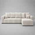 Sofá de Canto com Chaise Longue à Direita em Poliéster Bege 280 x 165 x 85 cm