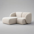 Sofá Modular Curvo de 2 Lugares em Tecido Bouclé Bege 190 x 100 x 75 cm