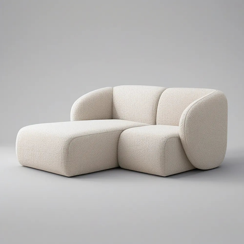 Sofá Modular Curvo de 2 Lugares em Tecido Bouclé Bege 190 x 100 x 75 cm