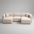 Sofá Modular em U de 3 Lugares em Poliéster Creme 280 x 160 x 85 cm