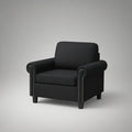 Poltrona Clássica em Couro Sintético PU Preto com Tachas Prateadas, 90 x 85 x 92 cm