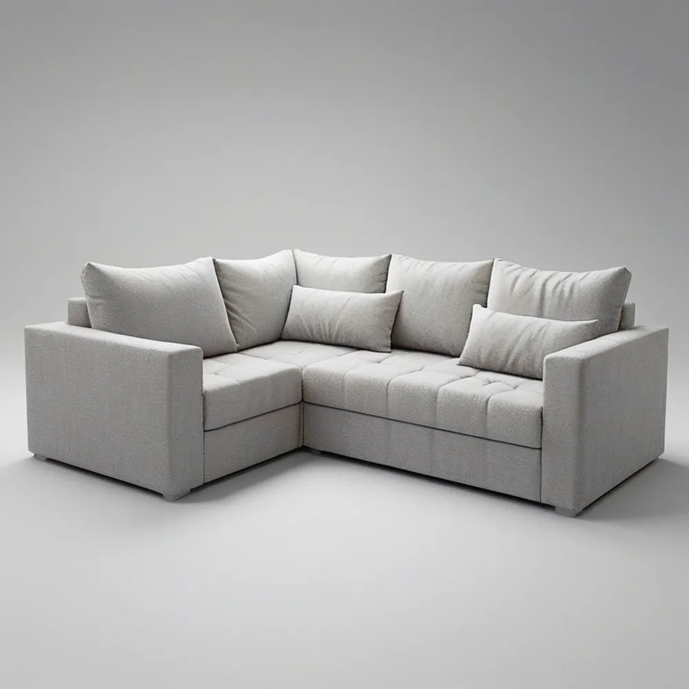 Sofá de Canto em L de 4 Lugares Cinzento-Claro, 260 x 180 x 85 cm